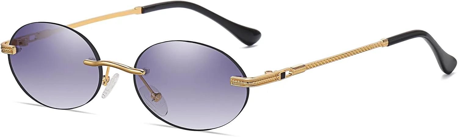 Ретро маленькие овальные металлические солнцезащитные очки - поляризованные UV400, без оправы, винтажные, для вождения на открытом воздухе Plinvo, Gold Gradient Grey
Ретро маленькие овальные металлические солнцезащитные очки - поляризованные UV400, без оправы, винтажные, для вождения на открытом воздухе Plinvo, Gold Gradient Grey