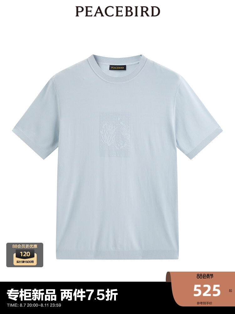 Мужская трикотажная футболка Peacebird с принтом, синий
Мужская трикотажная футболка Peacebird с принтом, синий