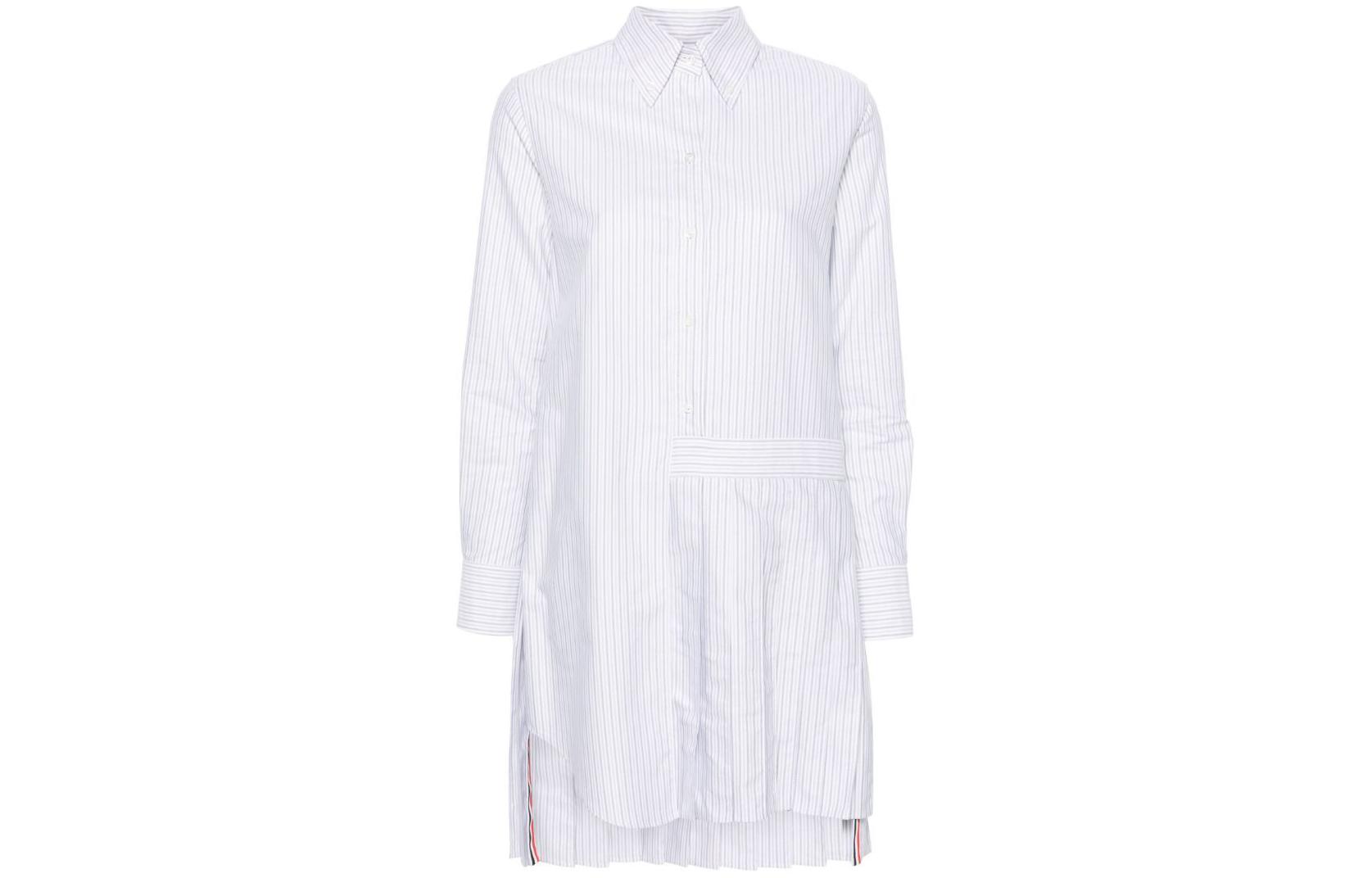 Рубашка-платье в полоску с пуговицами и складками THOM BROWNE, белый
Рубашка-платье в полоску с пуговицами и складками THOM BROWNE, белый