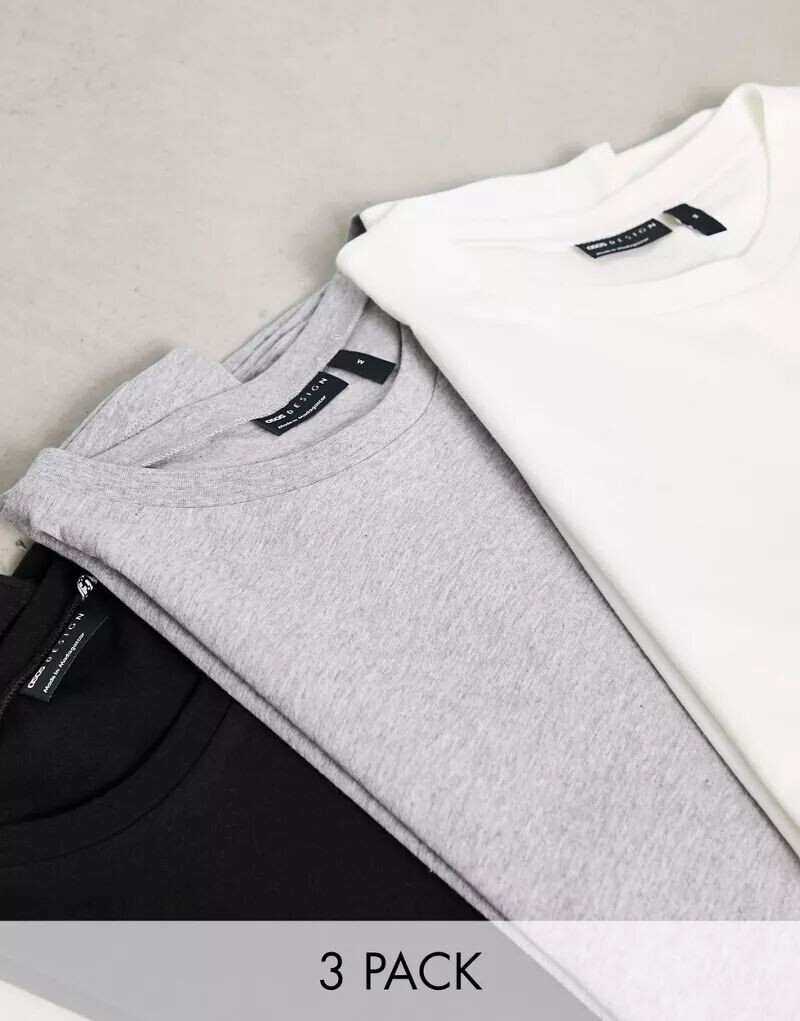 Комплект из трех футболок с круглым вырезом ASOS белого, серо-верескового и черного цветов
Комплект из трех футболок с круглым вырезом ASOS белого, серо-верескового и черного цветов