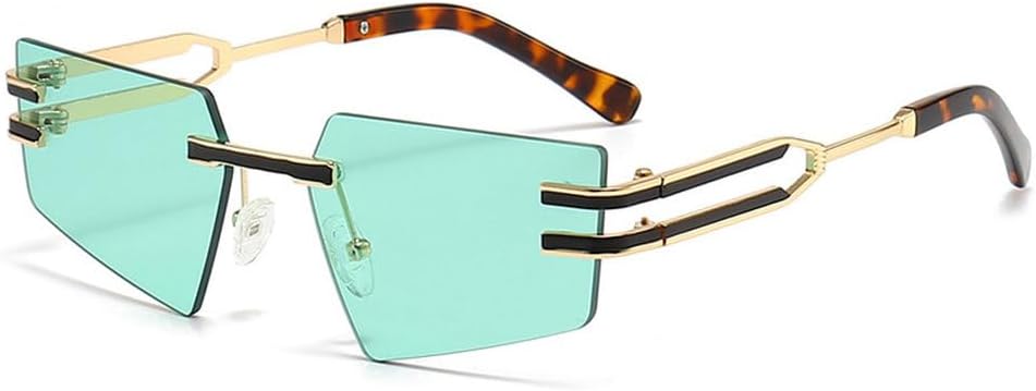 Ретро-солнцезащитные очки без оправы для женщин и мужчин в стиле панк с металлическим покрытием, женские очки без оправы с защитой от УФ-излучения UV400, модные очки TKKTLLT, Gold-green
Ретро-солнцезащитные очки без оправы для женщин и мужчин в стиле панк с металлическим покрытием, женские очки без оправы с защитой от УФ-излучения UV400, модные очки TKKTLLT, Gold-green