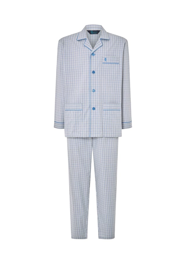 Пижама с воротником-лацканами из клетчатой хлопчатобумажной поплиновой ткани. El Búho Nocturno, серый
Пижама с воротником-лацканами из клетчатой хлопчатобумажной поплиновой ткани. El Búho Nocturno, серый