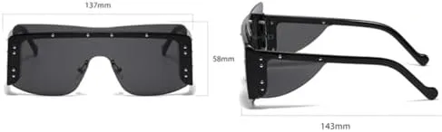 Женские солнцезащитные очки без оправы с металлическими заклепками, мужские очки без оправы, женские очки с защитой от УФ-излучения UV400 MTZJH, White-black
Женские солнцезащитные очки без оправы с металлическими заклепками, мужские очки без оправы, женские очки с защитой от УФ-излучения UV400 MTZJH, White-black