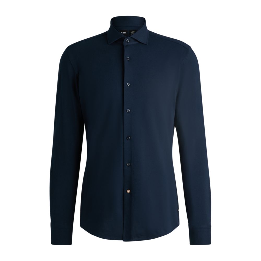 Рубашка приталенного кроя из хлопкового трикотажа-пике BOSS, темно-синий
Рубашка приталенного кроя из хлопкового трикотажа-пике BOSS, темно-синий