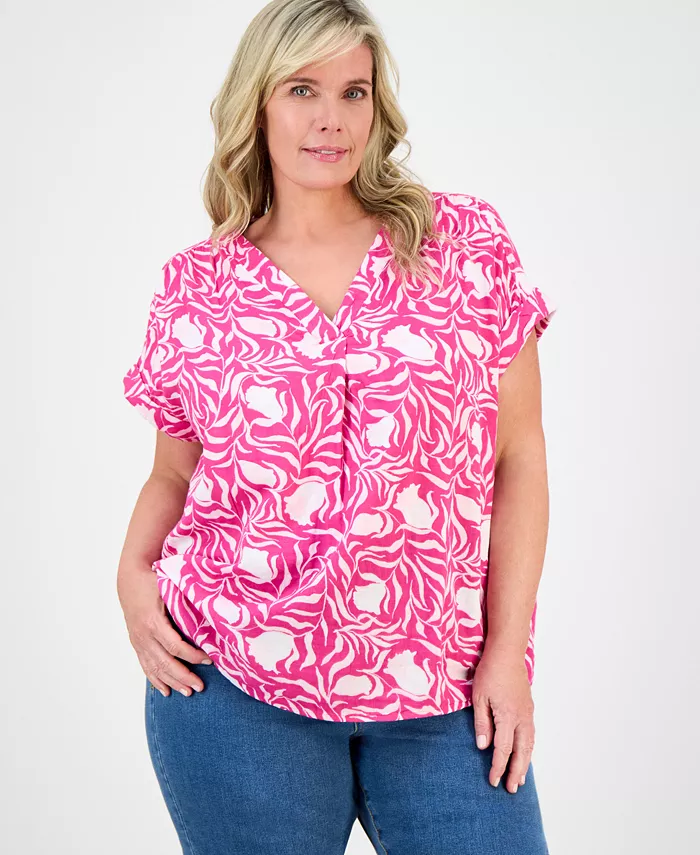 Топ с V-образным вырезом и принтом больших размеров Style & Co, розовый
Топ с V-образным вырезом и принтом больших размеров Style & Co, розовый