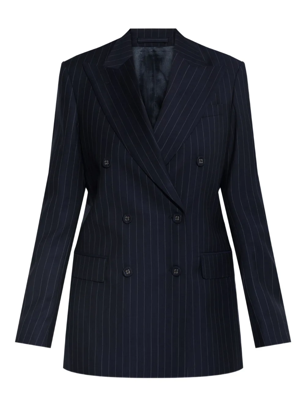 Двубортный пиджак в тонкую полоску Officine Generale, синий
Двубортный пиджак в тонкую полоску Officine Generale, синий