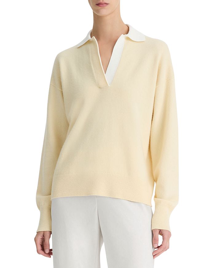 Поло-свитер с контрастным воротником Vince, желтый
Поло-свитер с контрастным воротником Vince, желтый