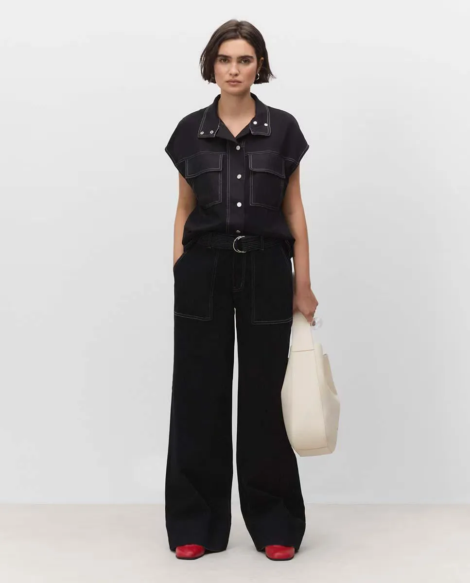 Женские джинсы широкого кроя с контрастной строчкой Simorra, черный
Женские джинсы широкого кроя с контрастной строчкой Simorra, черный