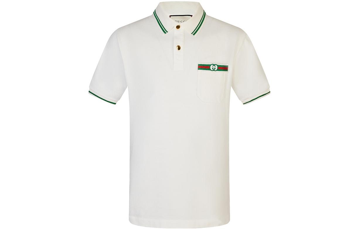 Мужская рубашка-поло из хлопка с узором Web And Interlocking G Gucci, белый
Мужская рубашка-поло из хлопка с узором Web And Interlocking G Gucci, белый