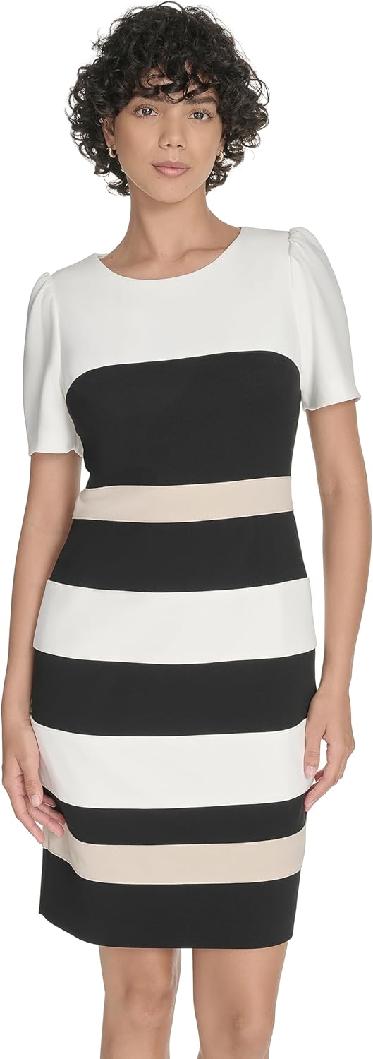 Женское мини-платье-футляр с короткими рукавами и полосатым принтом Tommy Hilfiger из крепа-скуба, Ivory/Black/Khaki
Женское мини-платье-футляр с короткими рукавами и полосатым принтом Tommy Hilfiger из крепа-скуба, Ivory/Black/Khaki