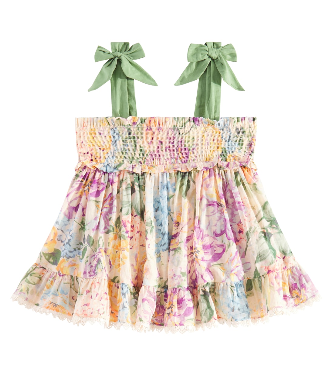Топ из хлопка Halliday с цветочным принтом и сборками Zimmermann Kids, Multi Watercolour Floral 
Топ из хлопка Halliday с цветочным принтом и сборками Zimmermann Kids, Multi Watercolour Floral