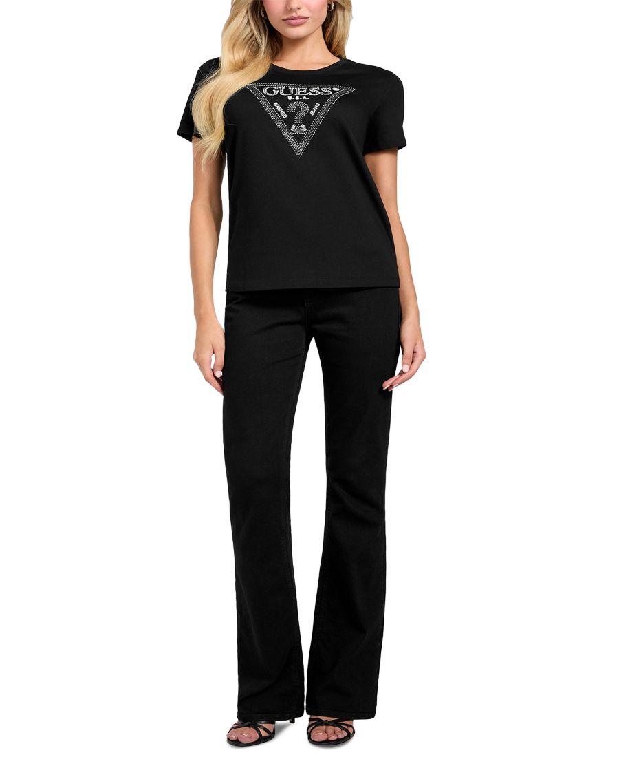 Женская футболка с коротким рукавом и декорированными треугольниками GUESS, Jet Black A996
Женская футболка с коротким рукавом и декорированными треугольниками GUESS, Jet Black A996