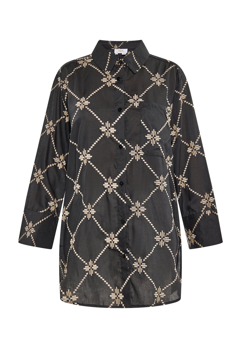 Блузка на пуговицах usha, черный 
Блузка на пуговицах usha, черный