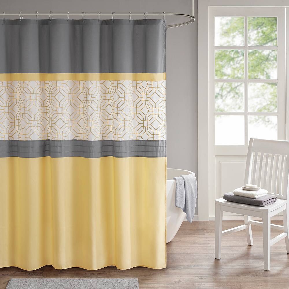 510 Design Shane Вышитая и детализированная занавеска для душа с подкладкой, цвет Yellow Gray
510 Design Shane Вышитая и детализированная занавеска для душа с подкладкой, цвет Yellow Gray