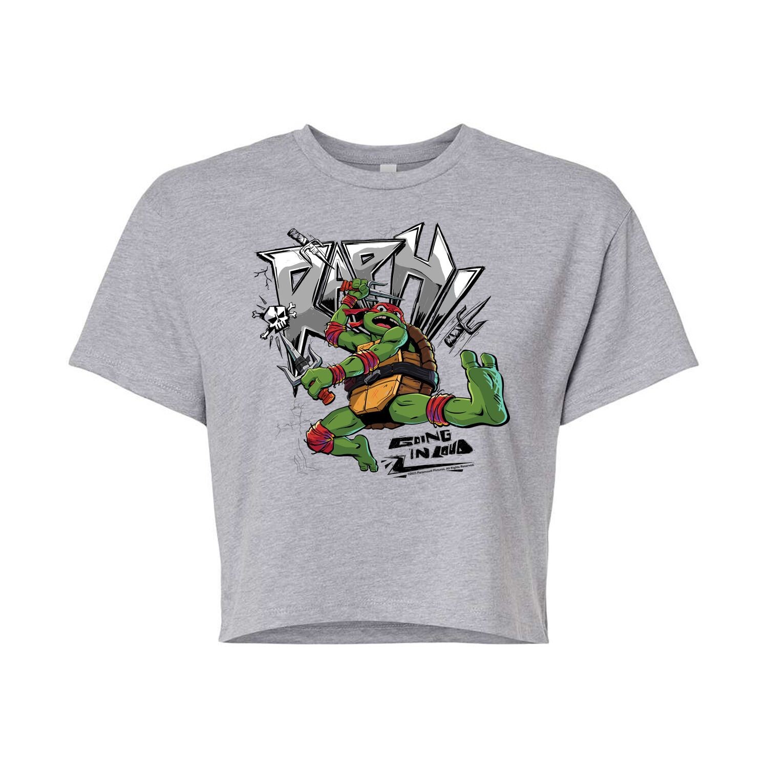 Укороченная футболка с рисунком Teenage Mutant Ninja Turtles Mutant Mayhem Raph для юниоров Licensed Character, серый