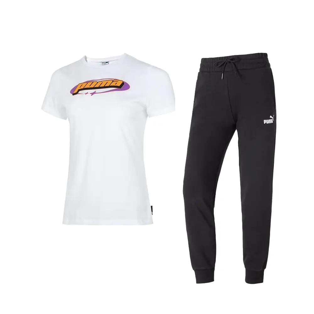 PUMA Повседневный костюм для женщин White T Shirt+Black Pants
PUMA Повседневный костюм для женщин White T Shirt+Black Pants