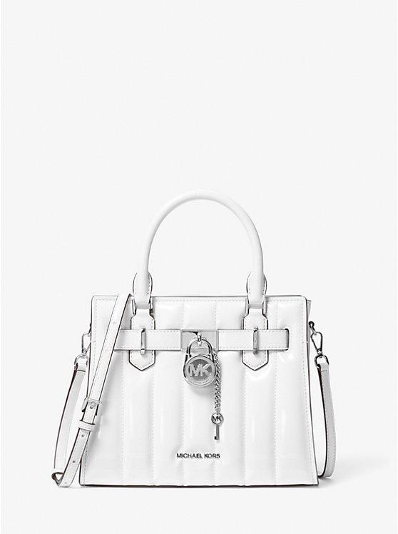 Маленькая патентованная сумка Hamilton Michael Kors, белый 
Маленькая патентованная сумка Hamilton Michael Kors, белый