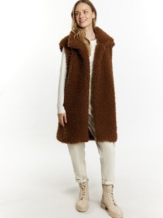Длинный жилет из искусственного меха. Dreimaster, коричневый
Длинный жилет из искусственного меха. Dreimaster, коричневый