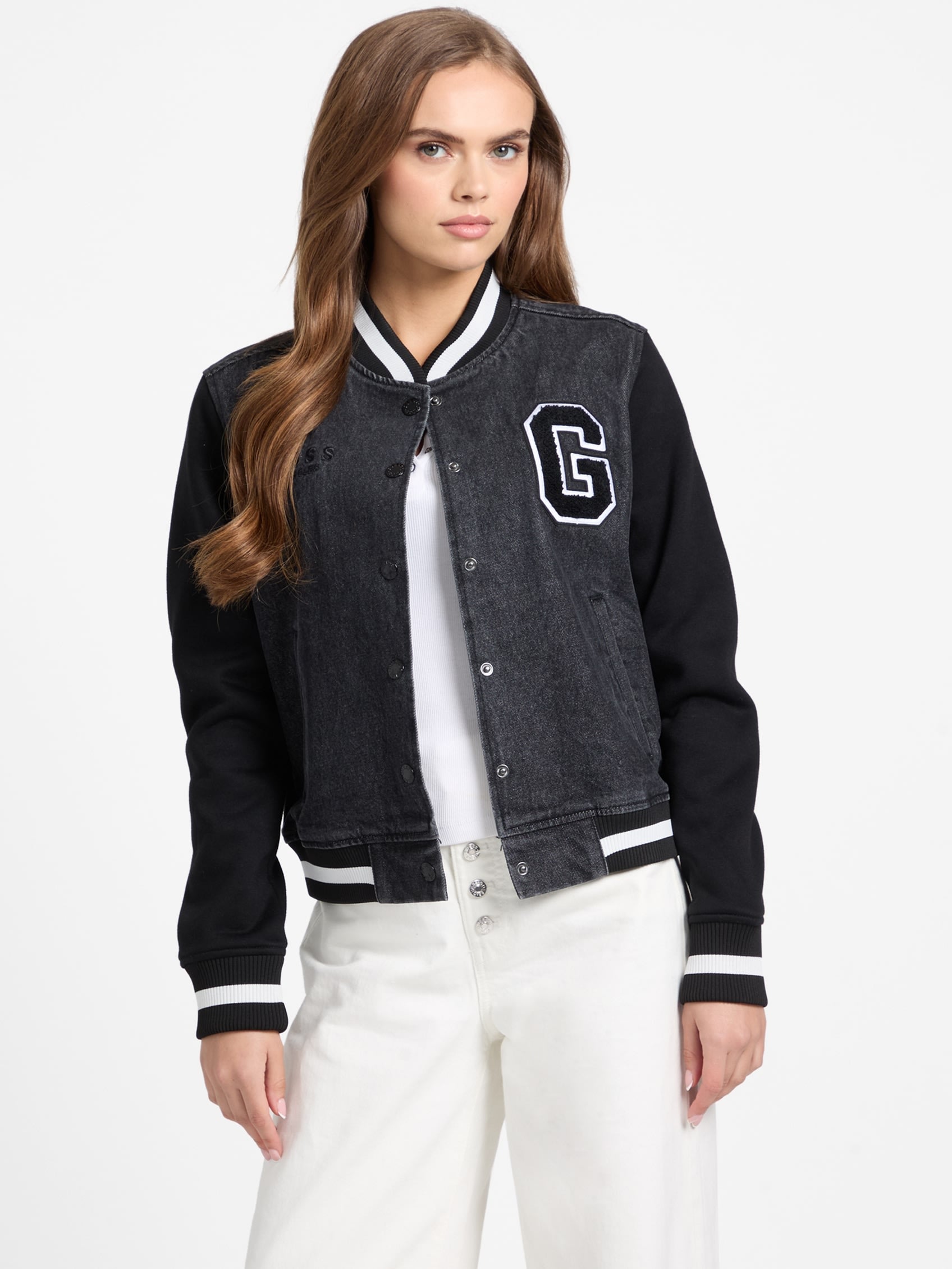 Саванна Варсити Джинсовая куртка Guess Factory, черный 
Саванна Варсити Джинсовая куртка Guess Factory, черный