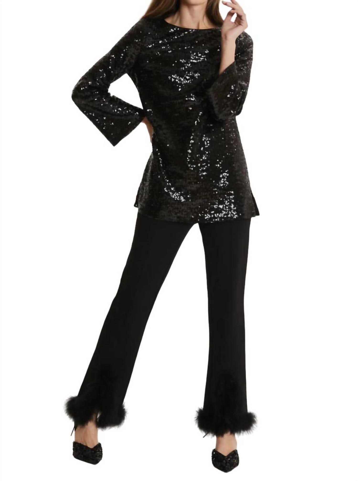 Блузка с пайетками черного цвета Tyler Boe
Блузка с пайетками черного цвета Tyler Boe