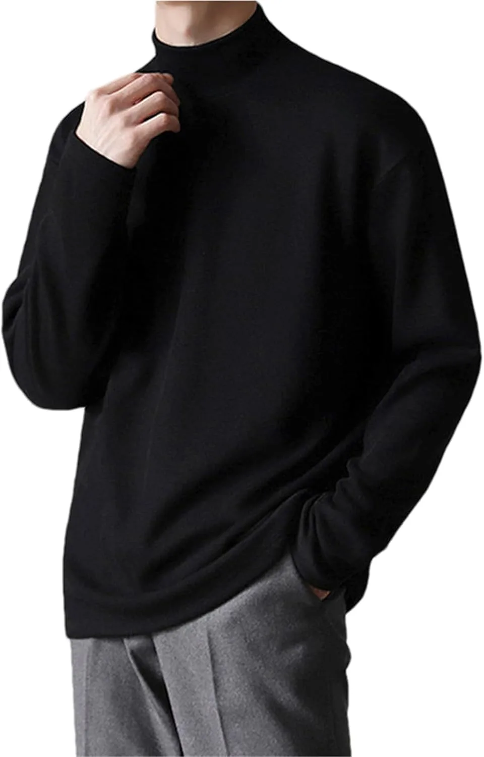 Мужской свитер с воротником-стойкой, свободный низ, двойной флис
Мужской свитер с воротником-стойкой, свободный низ, двойной флис