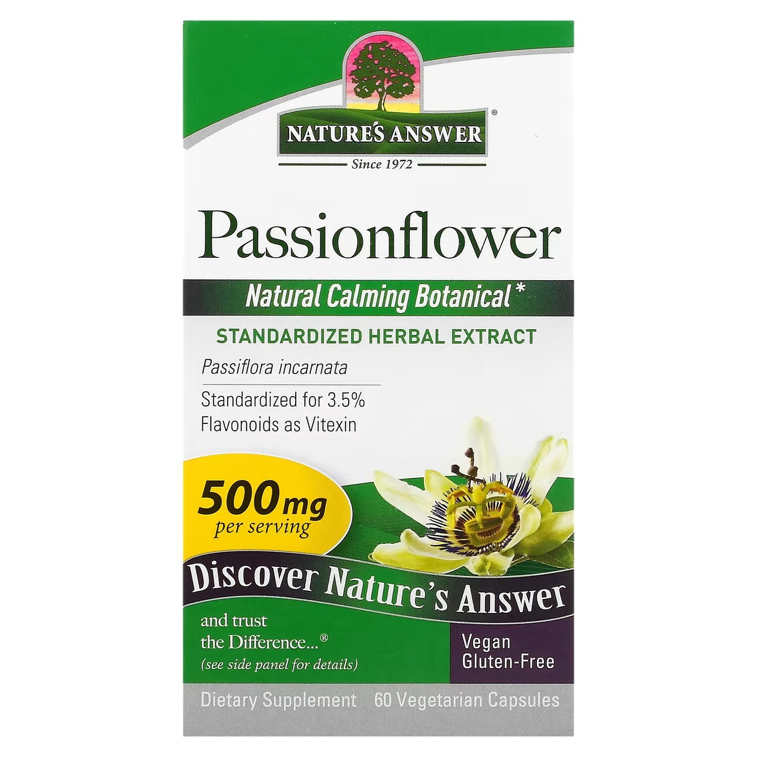 Пассифлора Nature's Answer 500 мг, 60 капсул
Пассифлора Nature's Answer 500 мг, 60 капсул