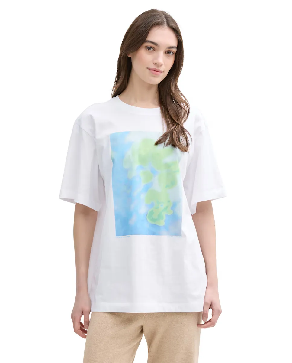 Женская футболка оверсайз с принтом спереди Tom Tailor, белый
Женская футболка оверсайз с принтом спереди Tom Tailor, белый