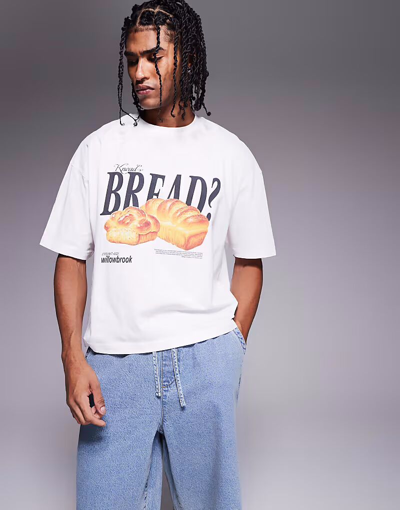 Футболка свободного кроя ASOS DESIGN белого цвета с изображением хлеба
Футболка свободного кроя ASOS DESIGN белого цвета с изображением хлеба