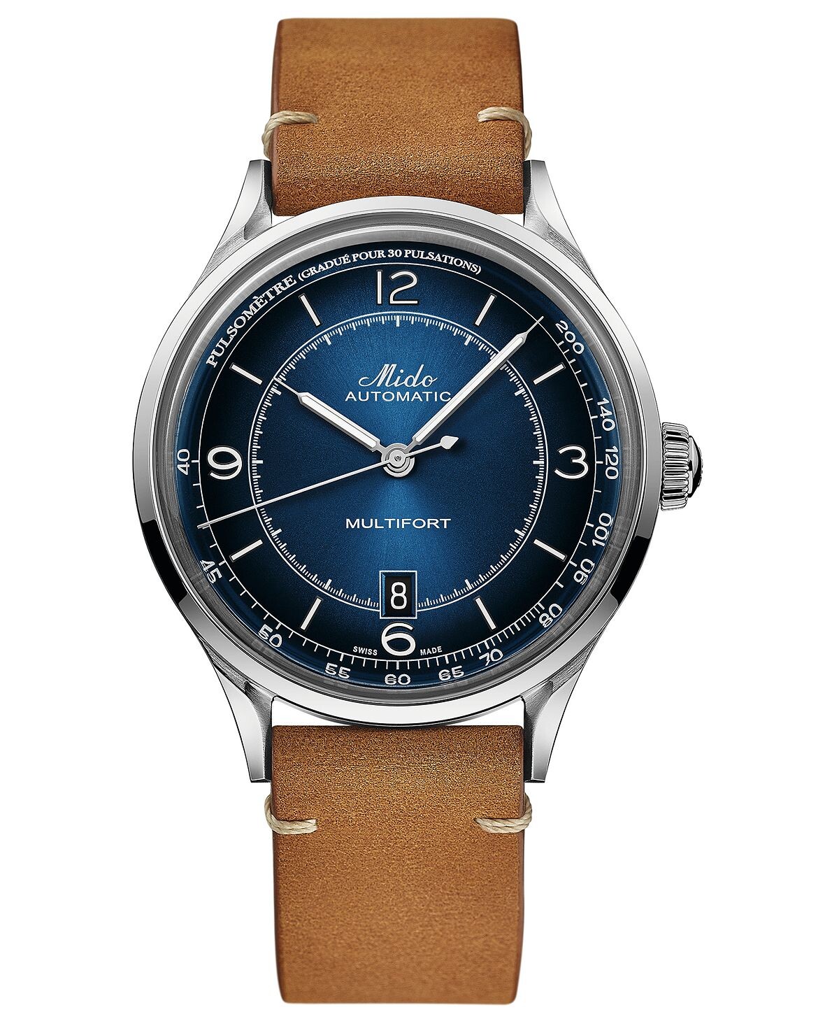 Мужские швейцарские автоматические часы Multifort Patrimony с пульсометром, коричневый кожаный ремешок, 40 мм Mido 
Мужские швейцарские автоматические часы Multifort Patrimony с пульсометром, коричневый кожаный ремешок, 40 мм Mido