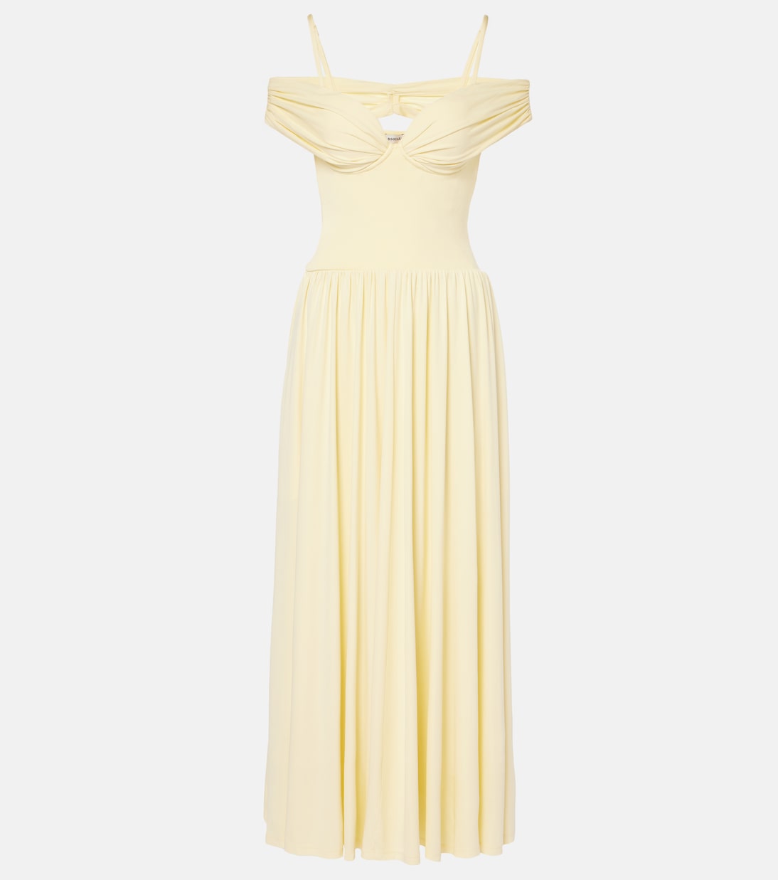 Платье макси из джерси с драпировкой цвета амаранты Simkhai, Buttercream 
Платье макси из джерси с драпировкой цвета амаранты Simkhai, Buttercream