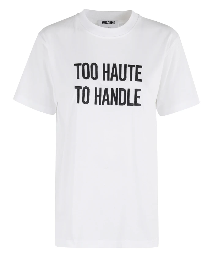 Белая футболка с вышитым логотипом Moschino, белый
Белая футболка с вышитым логотипом Moschino, белый