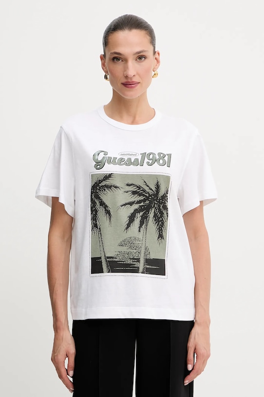 Хлопковая футболка Guess, белый
Хлопковая футболка Guess, белый