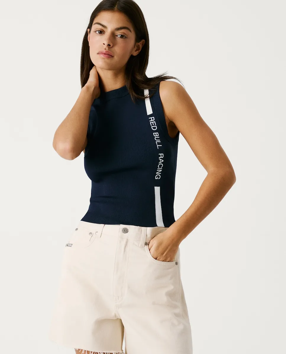 Женский ребристый свитер без рукавов с логотипом Pepe Jeans, тёмно-синий
Женский ребристый свитер без рукавов с логотипом Pepe Jeans, тёмно-синий