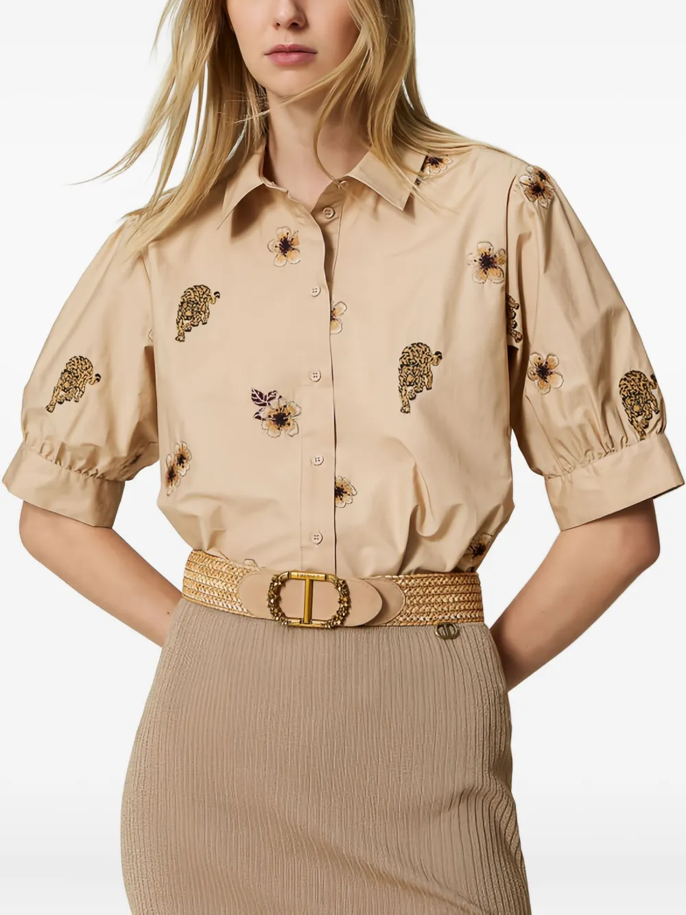 Рубашка с вышивкой Twinset, коричневый
Рубашка с вышивкой Twinset, коричневый