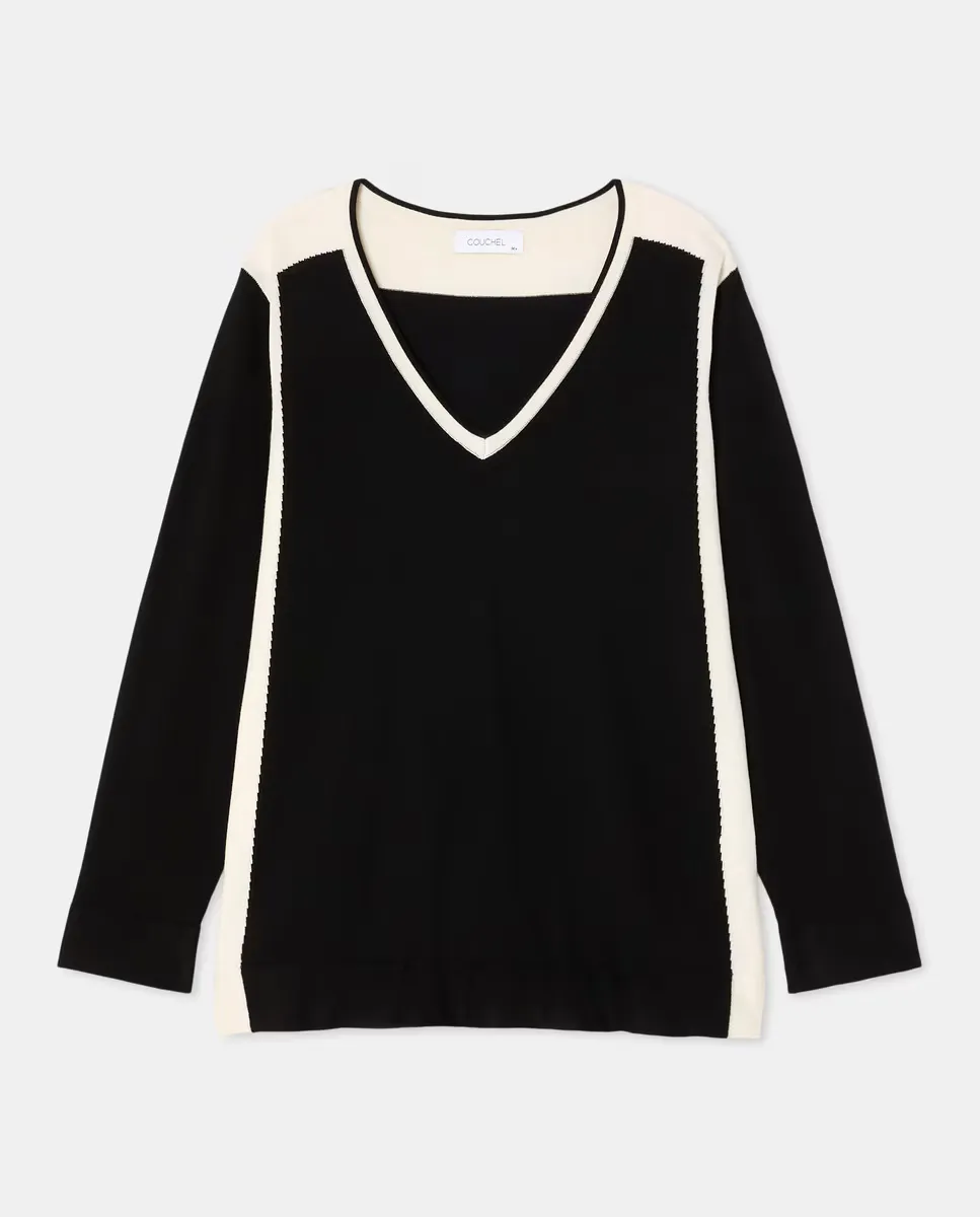 Женский джемпер с длинным рукавом и V-образным вырезом Couchel, черный
Женский джемпер с длинным рукавом и V-образным вырезом Couchel, черный
