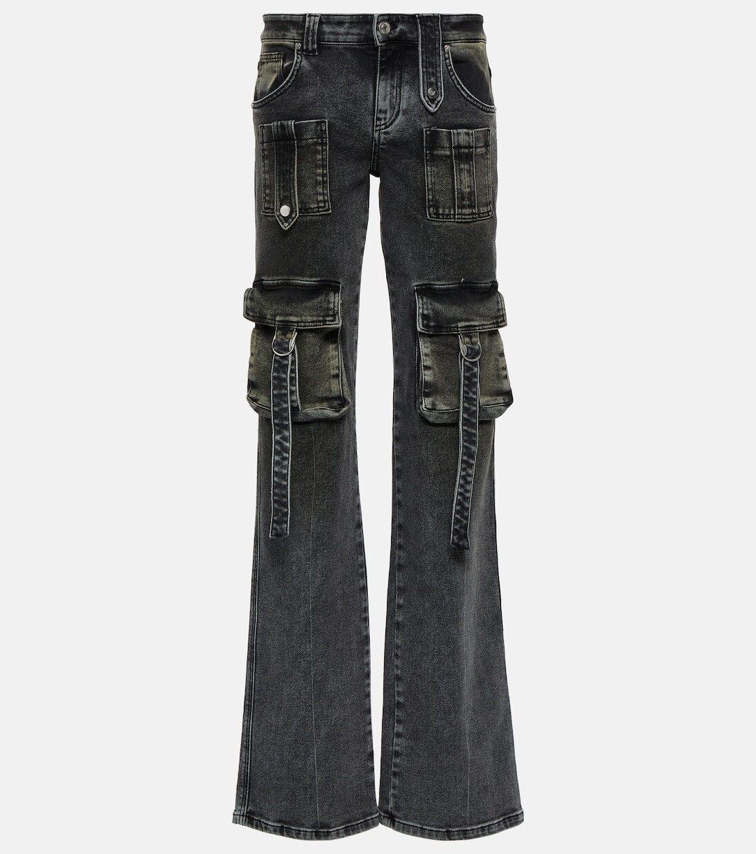 Джинсовые брюки карго с низкой посадкой Blumarine, черный 
Джинсовые брюки карго с низкой посадкой Blumarine, черный