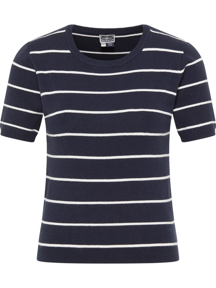 DreiMaster Женский свитер с короткими рукавами темно-синего и кремового цвета
DreiMaster Женский свитер с короткими рукавами темно-синего и кремового цвета