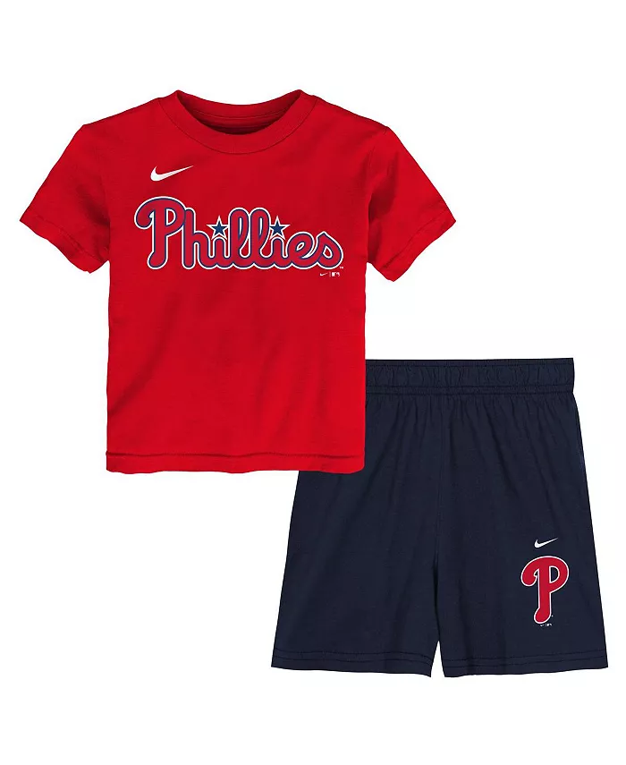 Детский комплект из 2 предметов: футболка и шорты Philadelphia Phillies, красный/темно-синий, сетчатая ткань Nike
Детский комплект из 2 предметов: футболка и шорты Philadelphia Phillies, красный/темно-синий, сетчатая ткань Nike
