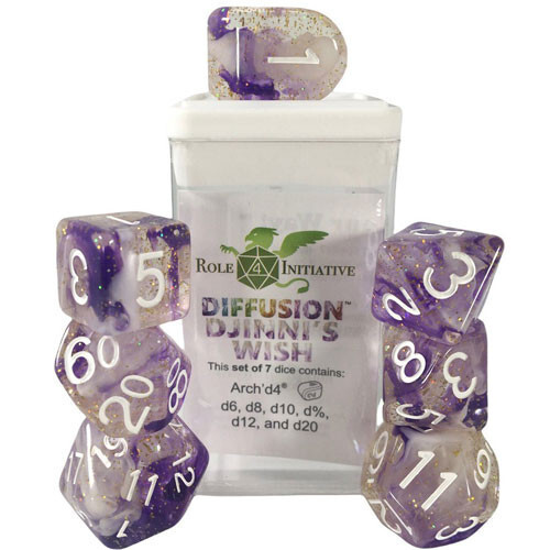 Аксессуары Role 4 Initiative R4I Dice w/ Arch'd4: Diffusion - Djinni's Wish w/ White (7)
Аксессуары Role 4 Initiative R4I Dice w/ Arch'd4: Diffusion - Djinni's Wish w/ White (7)