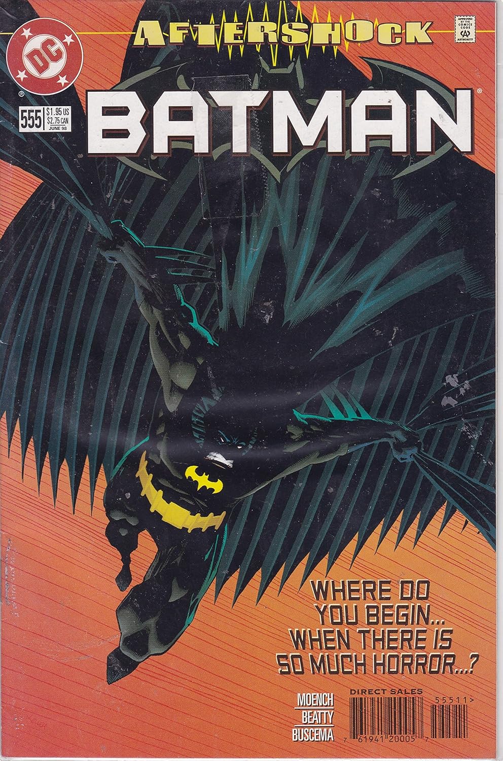 Batman: Aftershock, No. 555; June 1998 (DC Comics)
Batman: Aftershock, No. 555; June 1998 (DC Comics)
