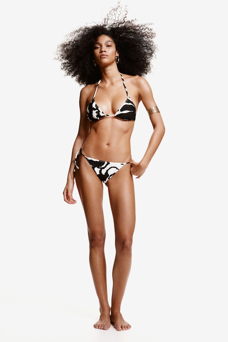 Плавки бикини со стрингами на завязках H&M, черный 
Плавки бикини со стрингами на завязках H&M, черный