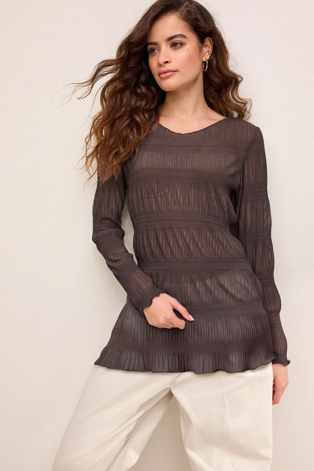 Удлиненный топ прозрачной текстуры Next, фиолетовый
Удлиненный топ прозрачной текстуры Next, фиолетовый