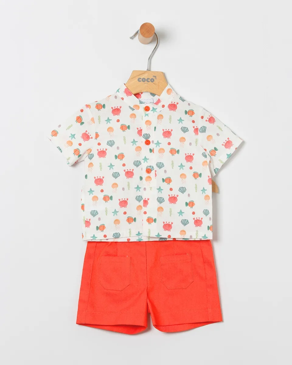 Детский комплект для мальчика: рубашка с принтом и однотонные шорты Coco Acqua, коралловый
Детский комплект для мальчика: рубашка с принтом и однотонные шорты Coco Acqua, коралловый