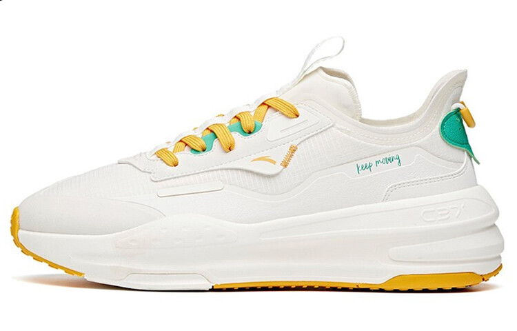 Кроссовки для скейтбординга серии C37, мужские, низкие, цвета слоновой кости и белого цвета/куркумы Anta, Белый, Кроссовки для скейтбординга серии C37, мужские, низкие, цвета слоновой кости и белого цвета/куркумы Anta