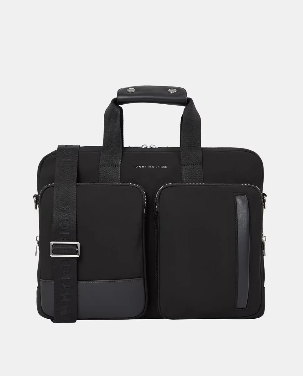 Мужской портфель из переработанного полиэстера с логотипом спереди и регулируемым плечевым ремнем Tommy Hilfiger, черный
Мужской портфель из переработанного полиэстера с логотипом спереди и регулируемым плечевым ремнем Tommy Hilfiger, черный