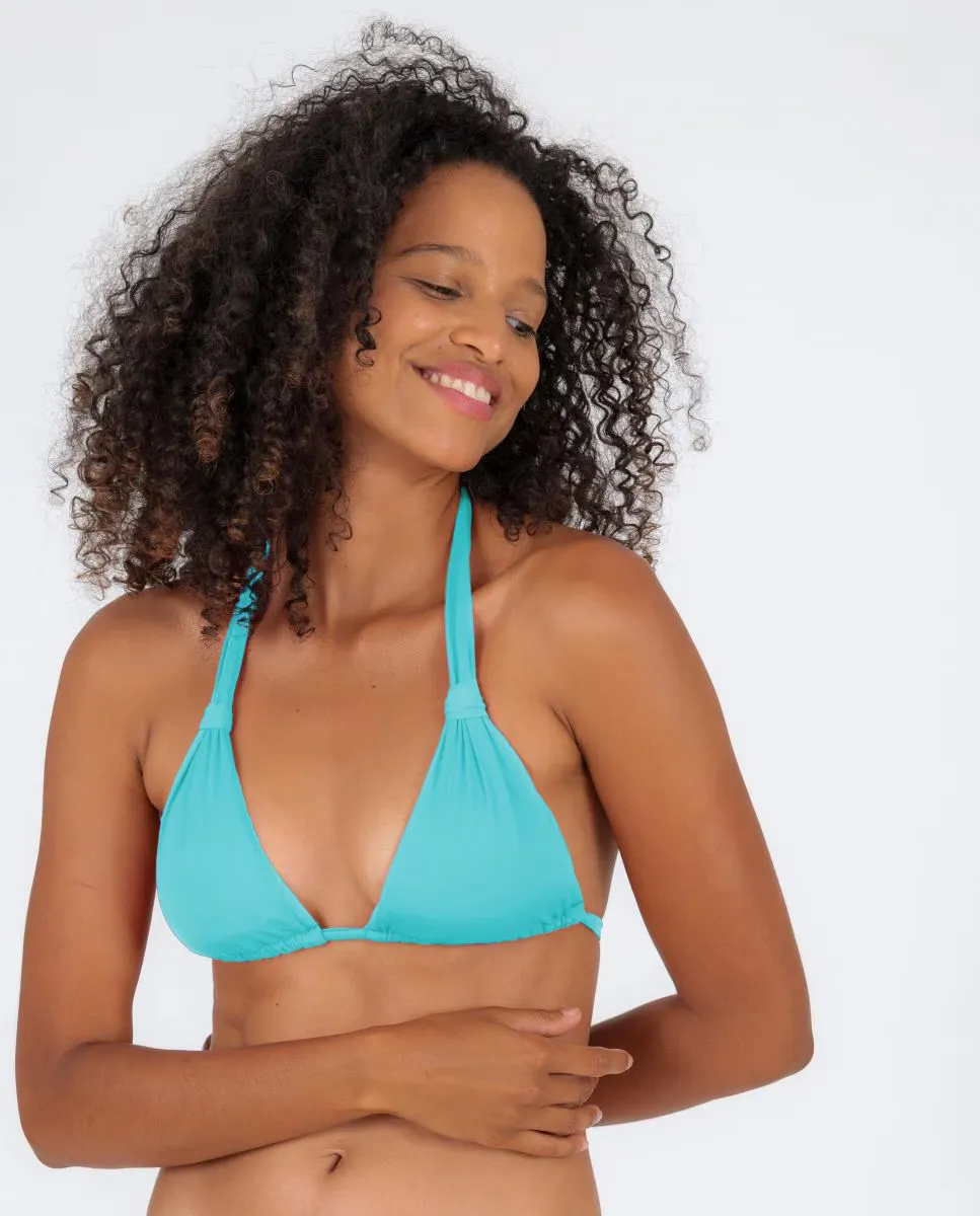 Однотонный лиф бикини с вырезом халтер и набивкой Río de Sol, синий 
Однотонный лиф бикини с вырезом халтер и набивкой Río de Sol, синий