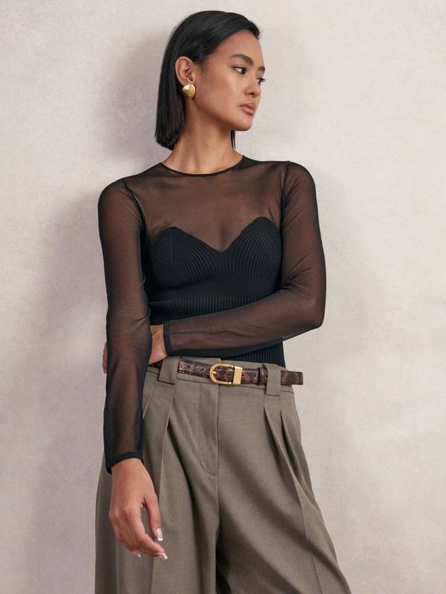 Топ Margot Mesh с длинными рукавами и вырезом лодочкой Reiss, Black
Топ Margot Mesh с длинными рукавами и вырезом лодочкой Reiss, Black