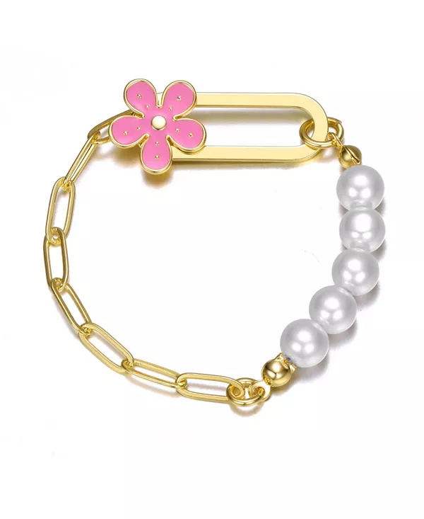 Браслет с покрытием из 14-каратного золота, жемчугом и эмалевой застежкой в виде цветка Gigigirl, pink
Браслет с покрытием из 14-каратного золота, жемчугом и эмалевой застежкой в виде цветка Gigigirl, pink