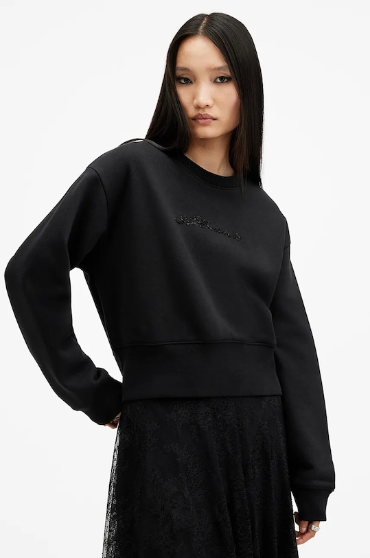 Хлопковая толстовка FERN EMB Allsaints, черный 
Хлопковая толстовка FERN EMB Allsaints, черный