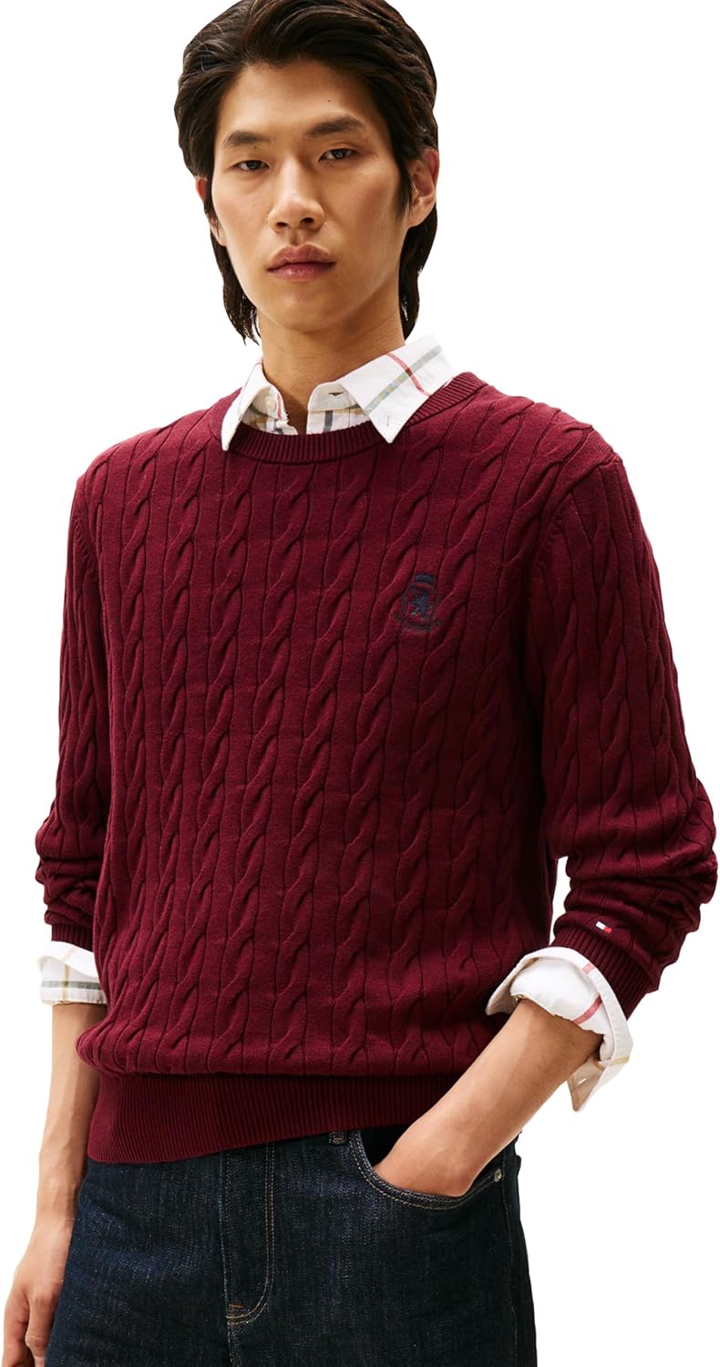 Мужской свитер Tommy Hilfiger Crest Cable Knit Crewneck, легкий пуловер, Deep Burgundy Heather
Мужской свитер Tommy Hilfiger Crest Cable Knit Crewneck, легкий пуловер, Deep Burgundy Heather